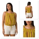 prAna $49‎  Women's Little Palm Cami Leapfrog Stripe Gold Cotton Top NWT Size XS Photo 1