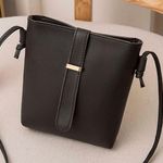 Black Vegan Leather Bucket Bag Photo 0