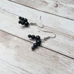 Vintage Earrings For Pierced Ears 2 Strand Black Dangle Photo 2