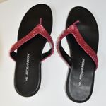 Hillard & Hanson PINK SEQUIN FLIP FLOPS, THONGS, SANDALS, SIZE 9 M Photo 2
