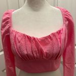 ASTR The Label Pink Sweetheart Small Crop Top Long Lantern Sleeve Shirred Bodice Photo 7