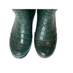 Khombu BW1208 Crocodile Tall Rubber Rain Boot Green Cheetah Print Lining sz 9 Photo 3