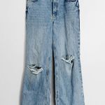 ZARA  High Waisted Wide Leg Raw Hem Jeans Photo 1
