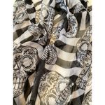 ZARA Black/Gray-White Skull & Stripe Day of the Dead Sheer Scarf OS Polyester Photo 4