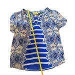 Maeve Anthropologie Archivist Blue Floral Stripe 100% Silk Shirt Blouse Size XS Photo 7