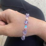 Dazzle Letter Beaded Bracelet Lavender & Clear & Pink Beads Photo 2