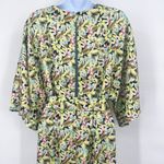 Anthropologie NEW Maisie Satin Abstract Floral Print Wide Leg Jumpsuit V-Neck Dolman Sleeve Photo 3