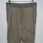 James Perse  Utility Pant Large Green Cropped Drawstring Waist Casual Relaxed Fit Photo 3