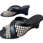 Tory Burch Woven Raffia Wedges 70mm Black Size 6.5 Photo 1