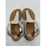 SO Womans  Slipon Thong Sandals XL Silver Sparkly Slingback NWOT Photo 3