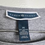 Karen Scott  Long Sleeve Gray Embellished Shirt Top Women’s Medium Royal Guard Photo 2