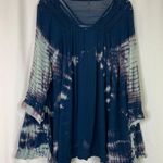 Free People  | Tie Dye Me Down Sheer Tunic Top Blue Viscose Womens Large Photo 8