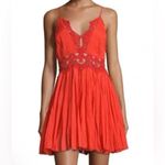 Free People Women’s Fiery Red Lace Mini Dress Size S Photo 13