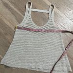 American Eagle Open Knit Crochet Tank Top Cream Cotton Blend Boho Style M Photo 5