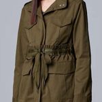 Simply Vera Vera Wang Olive Green Trench Coat Anorak Utility Jacket Petite XL Photo 0