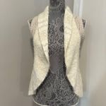 Max Studio Women’s Sz: M Open Knit Faux Fuzzy Edging Open Sweater Vest. Photo 0