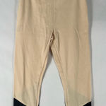Lysse Cream & Black Color Block Stretch High Rise Cropped Leggings Size L Photo 0