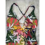 Bleu Rod Beattie Bleu One Piece Criss Cross‎ Swimsuit Womens XL Ring Tropical Floral Print Resort Photo 3