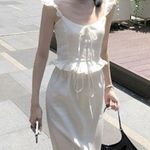 Ivory Cottage Balletcore Summer Ruffle Ribbon Tank Top & Midi Skirt Set Photo 2