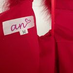 Japanese Gyaru Red Velvet Flower Petals Faux Fur Sleeved Valentines Mini Dress Photo 9