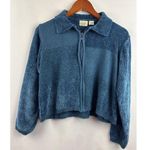 Classic Elements Womens Petite Medium Blue Acrylic Zip-Up Cardigan Sweater Photo 0