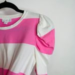 Charter Club  Pink Cream Stripe Puff Long Sleeve T Shirt Sz XS Photo 2