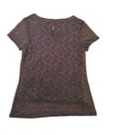 Banana Republic  Shirt Women Small Short Sleeve Blouse Blue Lined Lace Top Photo 1