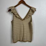 Madewell  Belhaven Ruffle Sweater Tank Caramel Stripe Size Large Photo 3
