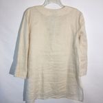 August Silk  Cream Linen V-Neck Blouse Medium Photo 3