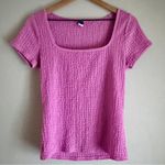 Old Navy  Short Sleeve Square-Neck Pink Textured Fitted Blouse Size Medium Photo 1