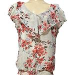 Maurice's Floral Ruffle Blouse, Elastic Banded Bottom, Dual Layer, Large Photo 0