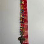WOOD bead 10 inch Set matching necklace & earrings RETRO BOHO HIPPIE. NWT Gold Photo 6