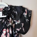 MISA Los Angeles Cecile Satin Floral Tiered Ruffle Tassel Mini Dress Black Pink Photo 5