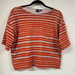 Marimekko X Uniqlo Orange & Grey Striped Short Sleeve Tee Shirt S Photo 0
