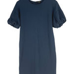 Massimo Dutti  Mini Shift Dress Womens Small Blue Puff Sleeve Back Tie & Zip Photo 0