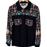 Rowdy Crowd Southwest Cowgirl Corduroy Button Front Shirt Jacket Womens L Black Size L Photo 0