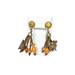 Wooden beaded dangle animal carved earrings Brown Photo 0