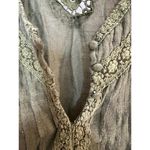 Olive Green Boho Lace Crochet Peasant Blouse Tunic Top Women’s Size Medium Photo 11