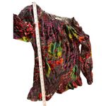 NYgard Sheer Velvet Burnout On/Off Shoulder Bishop Sleeve Tropical Floral Top XL Photo 9