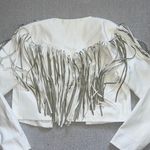 Le lis Boutique White Faux Leather Fringe Jacket 90s Western Country Concert SzS Photo 2