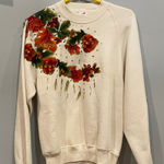 Jerzees Floral off white embellished 90’s Sweatshirt medium Photo 0