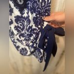 Joy Joy  Floral Printed Tie Waist Sleeveless Top- Navy/Ivory size M Photo 4