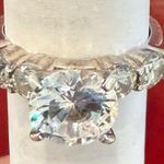 Around 1 ct 925 Brilliant Rd Center 4 Rd Accents CZ Bridal Cocktail Ring Sz 5 Silver Photo 5