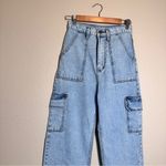 On The Way Blue Wide Leg Cargo Jeans Womens M Casual Denim Size 4 Photo 5