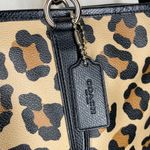 Coach Ellis Leopard Printed Coated Canvas City Tote Gold Hardware Black Leather Photo 5