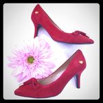 Love moschino Red Suede Leather Heart Stiletto Heels Pumps Photo 1
