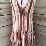 White & Rust Striped Deep V Cutout Back Mini Dress Multiple Photo 7