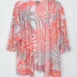 Chico's  Womens Burnout Open Front Cardigan Coral Zebra Print Lightweight Size 2 L Photo 0