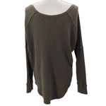 Aritzia Tna Alder Thermal Waffle Knit Long Sleeve Top Green Curved Hem Medium Photo 2