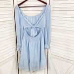 Exlura ‎ Chiffon Open Tie Back Ruffle Hem Dress Blue Medium Photo 10